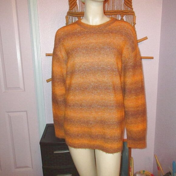 Zara Alpaca Wool Sweater Size M Cozy Soft Pullover Long Sleeves Stripe Oversized - Picture 1 of 10